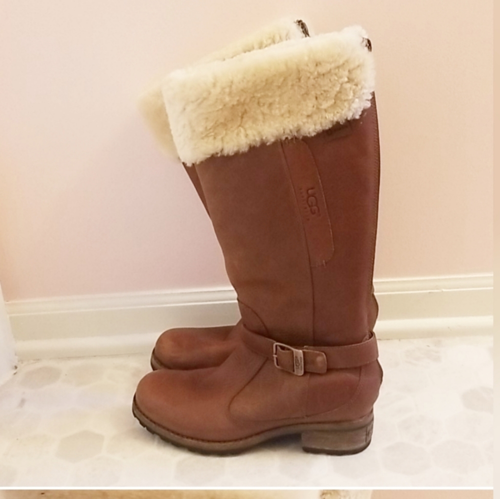 UGG camel shearling boots